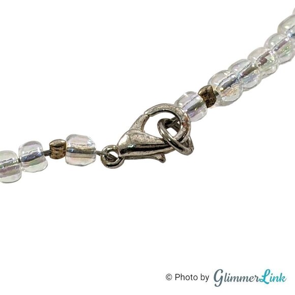 Amethyst Quartz Aurora Borealis Art Glass Pendant Necklace - Picture 8 of 9